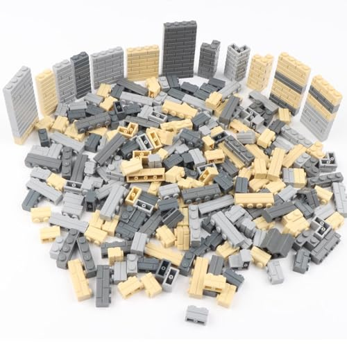 JaneYi 300 Stück Bricks Bausteine Set Klemmbausteine Grundbausteine | 3 Farben Dunkelgrau Hellgrau Beige Basic Building Blocks Kreative Mauersteine Masonry Kompatibel mit Große Marken