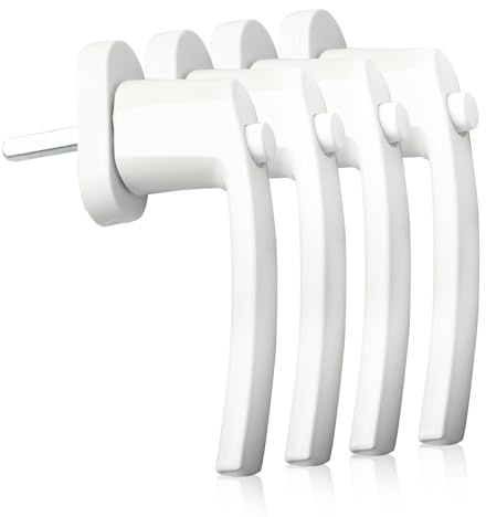 4 Stück Fenstergriffe mit Kindersicherung – Weißer Aluminium-Griff mit Druckknopf zum Entriegeln, 35mm Stift für Fenster, Terrassen- & Balkontüren – Robust & Sicher