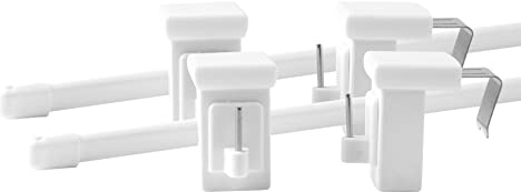 Deco-Raum Vitragestange 2 Stück ausziehbar weiß Länge 80-140 cm mit drehbarem Fensterhaken für Fensterrahmen 10-27mm Scheibenstange oval Gardinenstange ohne bohren