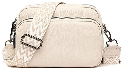 TIAASTAP Damen Umhängetasche Klein Leder Handtasche Crossbody Bag Crossbag Schultertasche Damen Tasche Moderne Taschen mit breitem Schultergurt und 3 Fächern