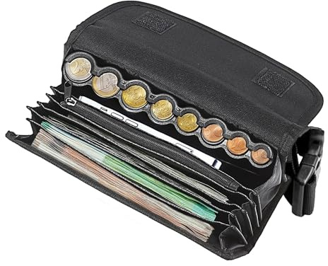 Kellner-Hüfttasche mit 8-teiligem Euro-Münzsortierer, Gürteltasche mit Klappverschluss und verstellbarem Gürtel, ideal für Busfahrer, Lieferfahrer, Taxifahrer, Transportarbeiter, Gastronomie, Verkauf