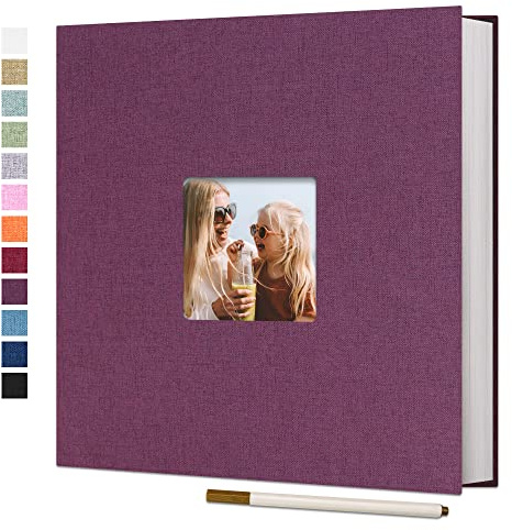 Vienrose Selbstklebende 10x15 Fotoalbum Einkleben und zum Selbstgestalten Groß leinen Photoalbum mit 60 Weißen Seiten, Hochzeit Jahrestag Reise Geburtstag Geschenke mit Einem Kugelschreiber, 28x27cm