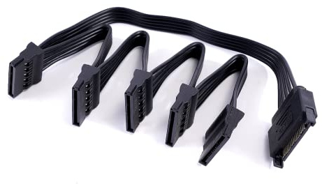 YieJoya Festplatte 15PIN SATA Kabel, männlich 15 Pin SATA zu weiblich 5 SATA serielle Kabel Splitter Kabel gelten für HDD, SSD, optische Laufwerke Sata Kabel - 24 Zoll