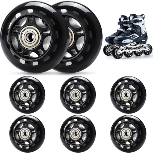 TOBWOLF 8er-Pack 64 mm/70 mm/76 mm, 82A/84A Inline-Skate-Räder mit ABEC-7-Lager, Indoor-/Outdoor-Rollschuh-Räder, Rollschuh-Skating-Räders, Gepäckräder, Stützräder für Scooter