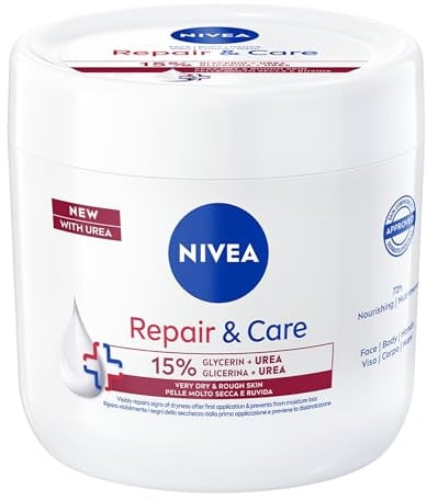 NIVEA Repair & Care Urea Körpercreme 400ml für trockene und sehr trockene Haut, 72h Feuchtigkeit, mit 15% Glycerin