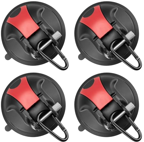 Magicbox Saugnapf Haken Camping 4 Stück, Leistungsstarke Saugnäpfe Tragfähigkeit von 30KG, Saugnapf Haken Starker Halt Set mit 4 Haken, für Ausrüstung, Haus