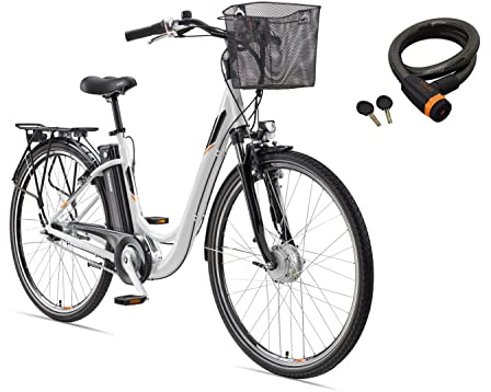 TELEFUNKEN City E-Bike für Herren und Damen 28 Zoll mit Rücktrittbremse | 536,5 Wh Akku | Pedelec mit 40 Nm Frontmotor | 7-Gang Shimano Nabenschaltung | Citybike mit Fahrradkorb & V-Bremsen