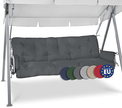 Beautissu Sitzkissen für Hollywoodschaukel 180x50x8cm Flair HS - Garten Auflage mit Zwei Kissen - Polster für Gartenbank Schaumflockenfüllung Polsterauflage Anthrazit