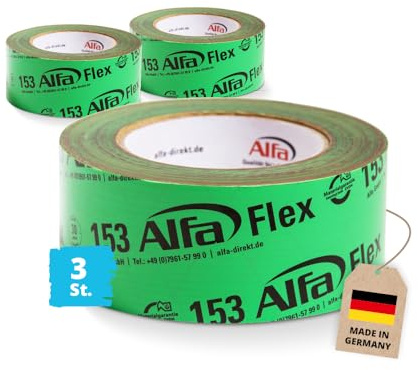 Alfa 3x Flexibles Hochleistungsklebeband 50 mm x 25 m Profi-Qualität Dampfbremsen Dampfsperren Dachfolien Folienklebeband/Systemklebeband