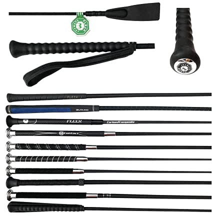 JA Horse Fleck Springpeitsche Springgerte Springstock Reitgerte (60 cm, EcoRubber-Griff schwarz)