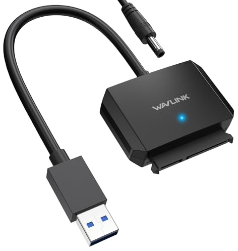 WAVLINK USB 3.0 auf SATA III Festplatten Adapterkabel, Externer Festplattenanschluss für 2.5”/3.5” HDD/SSD, SATA zu USB A 5Gbps Konverter, Inklusive Netzadapter