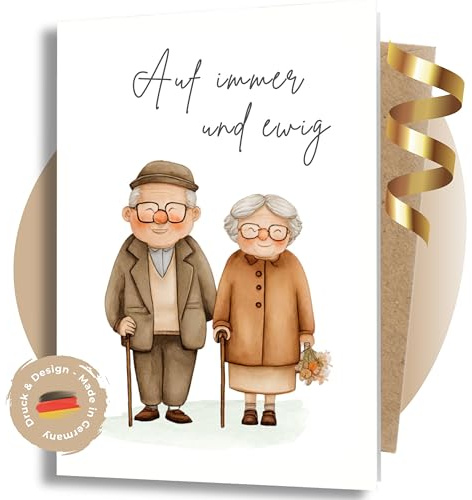 LINDFALL® Premium Glückwunschkarte zur Hochzeit. Hochzeitskarte lustig, Grußkarte Vermählung, Aquarell, Klappkarte A6 mit Kraft-Umschlag.