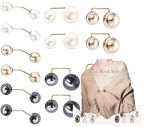 12pcs Faux Perle Brosche Hochzeit Cardigan Clip Pullover Schal Clip Sicherheitsnadel Brosche Pins Dress Strass Boutonniere Brosche Clip Schmuck für Geschenke Frauen Mädchen