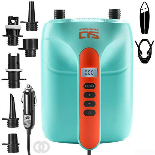 Swonder SUP Pumpe Elektrisch, 20PSI Hochdruck Elektrische Luftpumpe mit Intelligenter Zweistufiger Inflation, Unterstützt 3 SUP in Einer Reihe, Gut für Paddle Board Boote Kajak