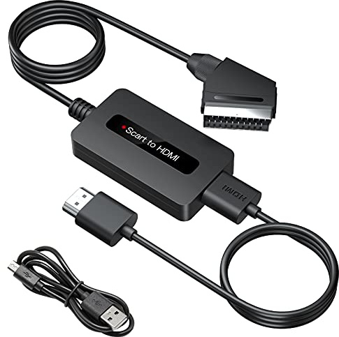 Scart auf HDMI Konverter mit HDMI-Kabel und ScartKabel, Männlich Scart zu HDMI Adapter