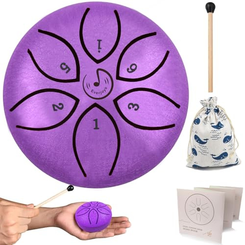 mini steel tongue drum Regentrommel Stahlzungentrommel 3 Zoll 6 Töne C-Key Handpan Drum Percussion Instrument Ätherische Trommel mit Stofftasche, Musikbuch und Schlägel, Musik Geschenk für Kinder