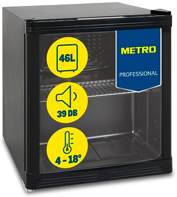 METRO Professional Mini-Kühlschrank GPC1046, Edelstahl/Glas, 43 x 48 x 51.5 cm, 46 L, schwarz