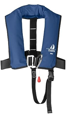 12skipper Kinder Automatik Rettungsweste 150N mit Harness, ISO 12402-3, Lifebelt/D-Ring, UML-Auslöser, Kinder 15-40 kg, 24g CO₂ Patrone, Navy