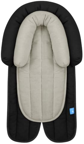 Verbesserte 2-in-1-Kopf- und Körperstützen für Neugeborene – extra weiche atmungsaktive Autositzeinlage Kissen Pad, perfekt für Autositz, Buggy, Schaukel, Wippe, Schwarz