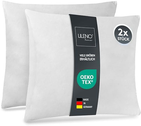 LILENO HOME Kissenfüllung (2er Set) | Pralle Füllung für Couchkissen & Dekokissen 45x45 | Wolkenweiches Sofa Pillow & Schlafkissen Made in Germany | Kissen Set mit Oeko-Tex Klasse 1