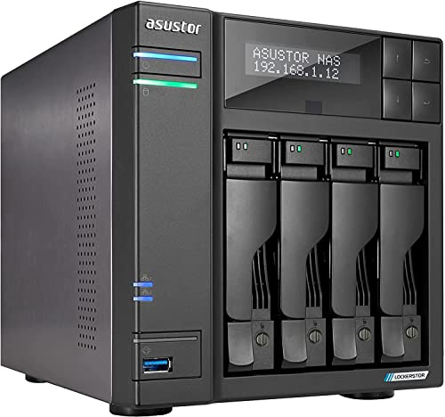 Asustor Lockerstor 4 Gen 2 AS6704T | 4 Bay NAS - Netzwerkspeicher Gehäuse, Quad Core 2.0GHz CPU, 4 M.2 PCIe 3.0 ssd Slot, 2 2.5GbE Port, 4GB RAM DDR4