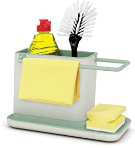 Joseph Joseph - küchen spülbecken caddy organizer mit schwammhalter und spültuchhalter, küchen zubehör, Salbei/Grün, Medium
