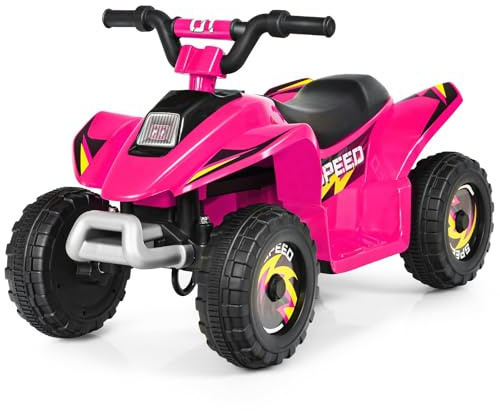 FANTASK 6V Elektro Kindermotorrad, Mini Elektroauto, Kinderquad, Elektroquad, Kinderauto, Kinder Quad für Kinder ab 3 Jahren, 2,8-4,6 km/h (Rosa)