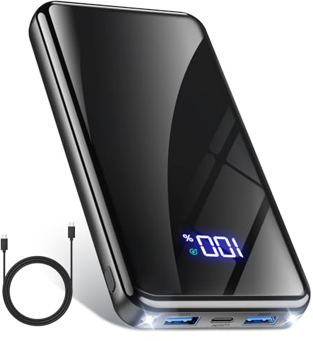 Powerbank 20000mAh, 22,5W USB-C Schnellladefunktion, Tragbarer externer Akku mit LED-Display & Taschenlampe, Universell kompatibel
