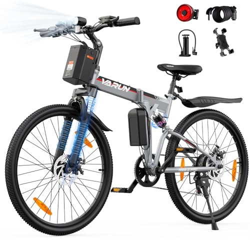 VARUN 26 E Bike Klapprad mit Vollfederung, 48V 374.4 Wh Akku, 250W Motor | E-Bike Herren Damen mit 7-Gang, 25 km/h, LCD Display, E-Mouantainbike für Erwachsene, Reichweite bis 80 km