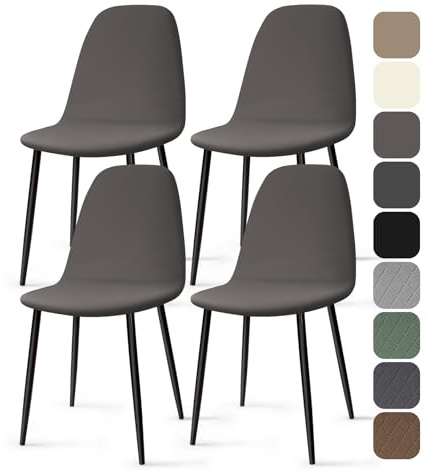 Stuhlhussen 4 Stück Stretch Stuhlhussen für Esszimmerstühle Universal Spandex Hussen für Stühle Abnehmbare Waschbar Stuhlbezüge Stuhl Hussen für Küchenstühle Hotel Bankett (Grau, 4 Stück)-KC