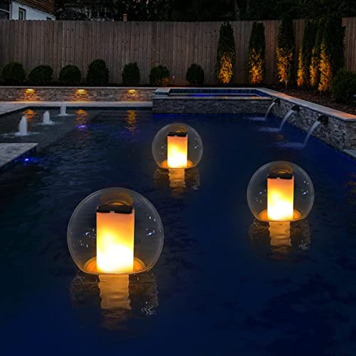 VISOFO Solar-Schwimmende Poolleuchten, wasserdicht, für den Außenbereich, flackernde Laterne, Landschaftsdekoration, leuchtende Kugeln für Pool, Spa, Schlafzimmer, Nachtdekoration (1 Stück)