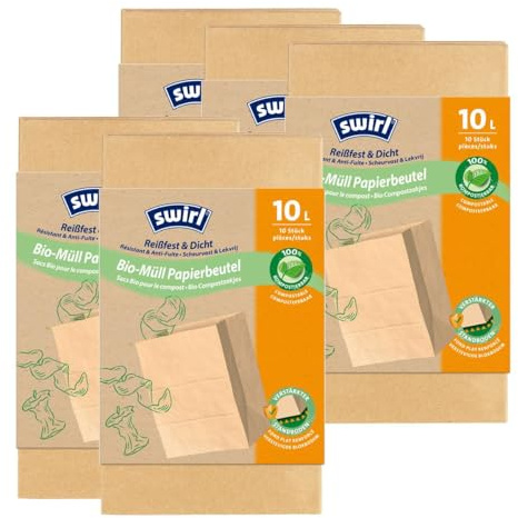 Swirl Bio-Müll-Papier-Beutel 10L 10 Stück (5er Pack)