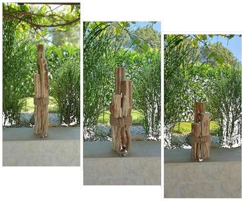 Nature LOUNGE Maritime Windlichtsäulen aus Haselnuss - Naturholz Dekoration Haus und Garten (90 cm)