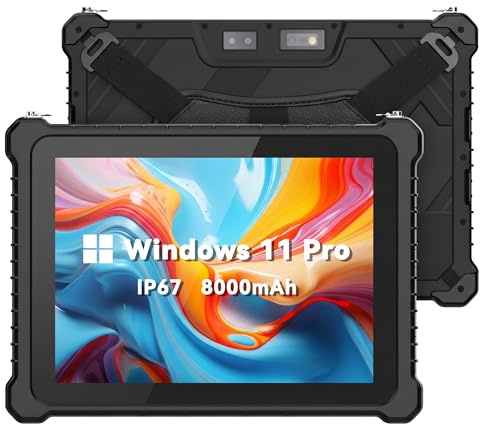 SunKol 10.1 Robustes Tablet Windows11,IP67 Wasserdichtes Industrie-Tablet | Robustes Windows-Tablet,N5100 8GB+256GB,Industrie-Tablet mit GPS, 16000-mAh-Akku,550 Nits,WiFi,4G LTE, BT4.2,2D Scanner