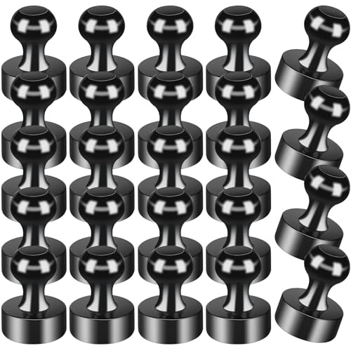 MIN CI Starke Neodym-Magnete – 12 x 16 mm, runde schwarze und weiße Magnete für Kühlschrank, Whiteboard, Basteln, Vorhänge, Clips, Büro, 24 Stücks