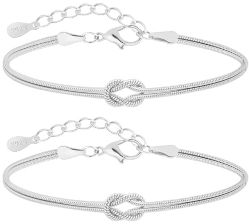J.Fée 2 Artikel Armband Damen Silber 925, Pärchen Armband, Partner Armbänder, Freundschaftsarmbänder, Schmuck Damen Jewelry, Paare Geschenke für Männer, Geburtstag Geschenke für Frauen Weihnachten
