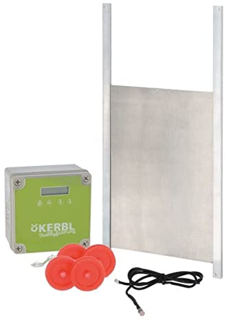 Kerbl 70546 Automatische Hühnertür Set inklusive Schiebetüre, Hühnerklappe Geflügelklappe Geflügelstallklappe Tür 300 x 400mm