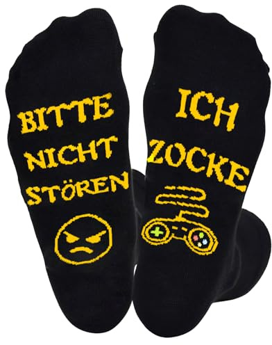 Gaming Socken für Gamer - Lustige Socken mit Bitte nicht stören ich zocke, Geschenk für Jungen 10-14 Jahre Männer Zocker Coole Geschenkidee für Teenager, Geburtstag Weihnachten Adventskalender