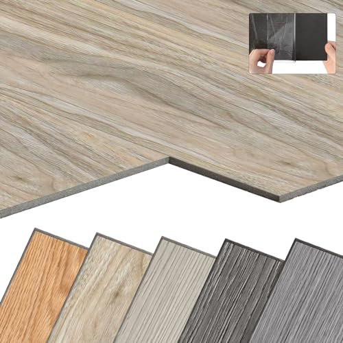 YARDIN PVC-Bodenbelag, Selbstklebend, Holz-Optik, 18 Stück, 2,51m², Vinyl-Klebefliesen, Rutschfest, Wasserfest, Schwer entflammbar, Eiche gewaschen