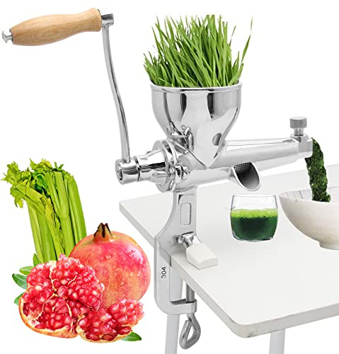 Moongiantgo Manuelle Weizengras-Entsafter aus Edelstahl, manuelle Saftpresse zum Entsaften von Weizengras, Sellerie, Grünkohl, Spinat, Petersilie, Granatapfel, Apfel, Trauben, Obst, Gemüse