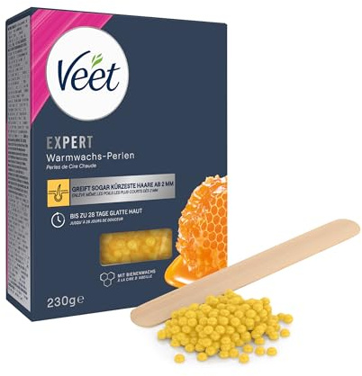 Veet Expert Warmwachs Perlen mit Bienenwachs für Haarentfernung, 230 g