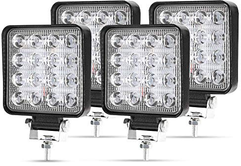 Kraumi LED Arbeitsscheinwerfer, 4 X 48W Quadrat LED Offroad Zusatzscheinwerfer 12V 24V Scheinwerfer IP67 Wasserdicht Rückfahrscheinwerfer für Trecker Bagger SUV, UTV, ATV…