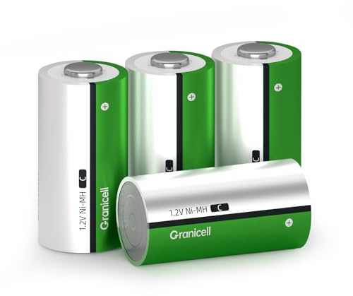 Granicell C Wiederaufladbare Batterien Hohe Energie 5000mAh, NiMH C-Zellen Batterie 4 Stück