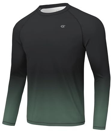 Huayuzh Rashguard UV Shirt Herren Langarmshirt Schwimm Tshirt Schnelltrocknend Atmungsaktiv Surfen Angeln Wandern Top