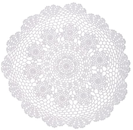chiwanji Häkeldeckchen Spitzendeckchen Tischdecke Weiss Handarbeit, Weiß, 50 cm