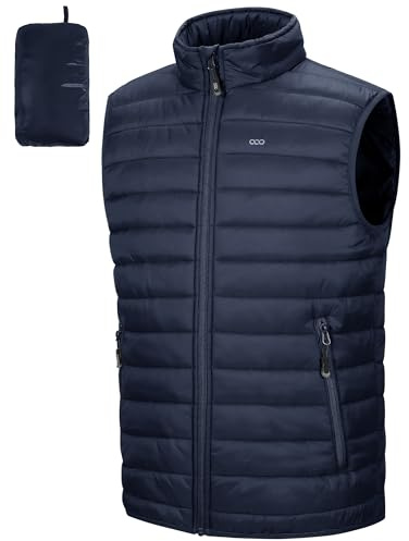 33,000ft Herren Packbare Steppweste Übergangsweste Pufferweste 5 Taschen | Leicht, Wasserabweisend, Gefüttert, Winddicht, Warm, Golfweste, Sportweste, Outdoorweste, für Casual Wandern Reisen