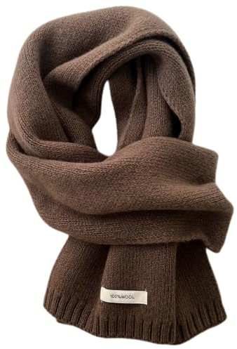 Generisch Winterschal Wollschal Weiche Warm Strickschal - 100% Wolle - Herbst Winter Einfarbig Gestrickter Schal Vielseitiger Kaschmir-Halsschal für Damen Herren, 160 x 20 cm