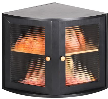 Ecke Brotkasten Bambus 2 Etagen Brotaufbewahrung 32x32x34cm Schwarz | Leader Accessories Brotbox mit Fenster, Brotbehälter, doppelt und belüftet, Brotschrank lebensmittelecht und pflegeleicht