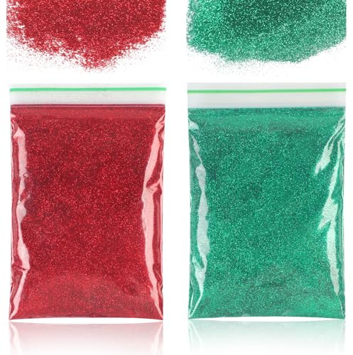 100g Glitzer Basteln Gold, Pulver zum Basteln, Glitzerpulver für Makeup Nägel Gesicht Handwerk Nagelkunst Kartenbasteln (Rot+Grün)
