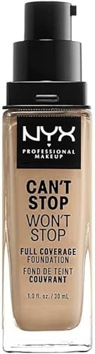 NYX Professional Makeup Can't Stop Won't Stop Full Coverage Foundation, Langanhaltend, Wasserfest, Vegane Formel, Mattierter Teint, Farbton: Soft beige